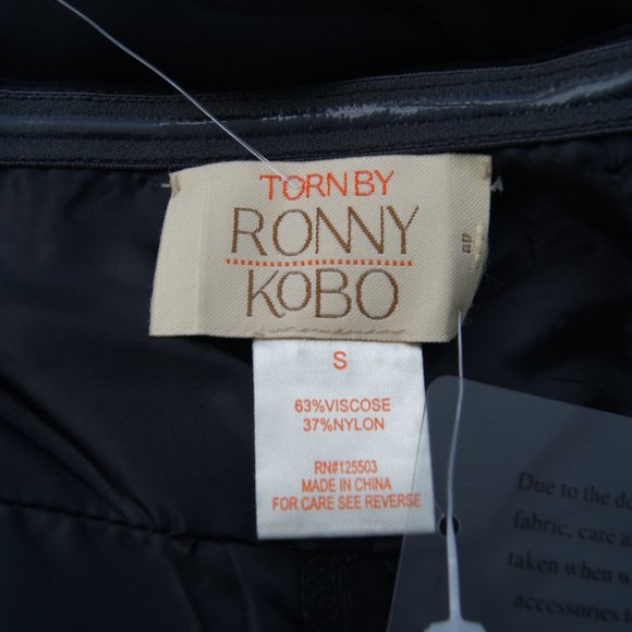 Torn By Ronny Kobo Strapless Dress Bustier Size Small Side Ruffles - Picture 10 of 10